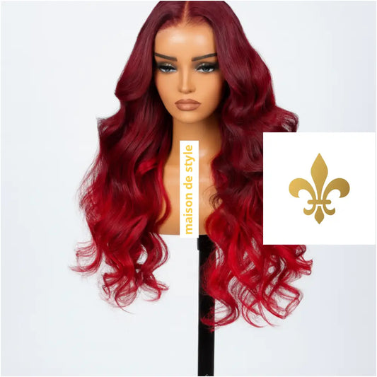 13x6 HD Lace Front Wig β 18 Inch Burgundy Red Loose Body Wave | 100% Human Hair