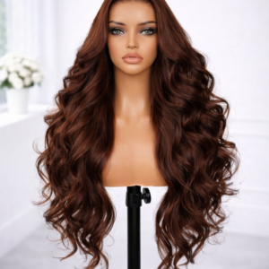 body wave lace front wig human hair auburn brown