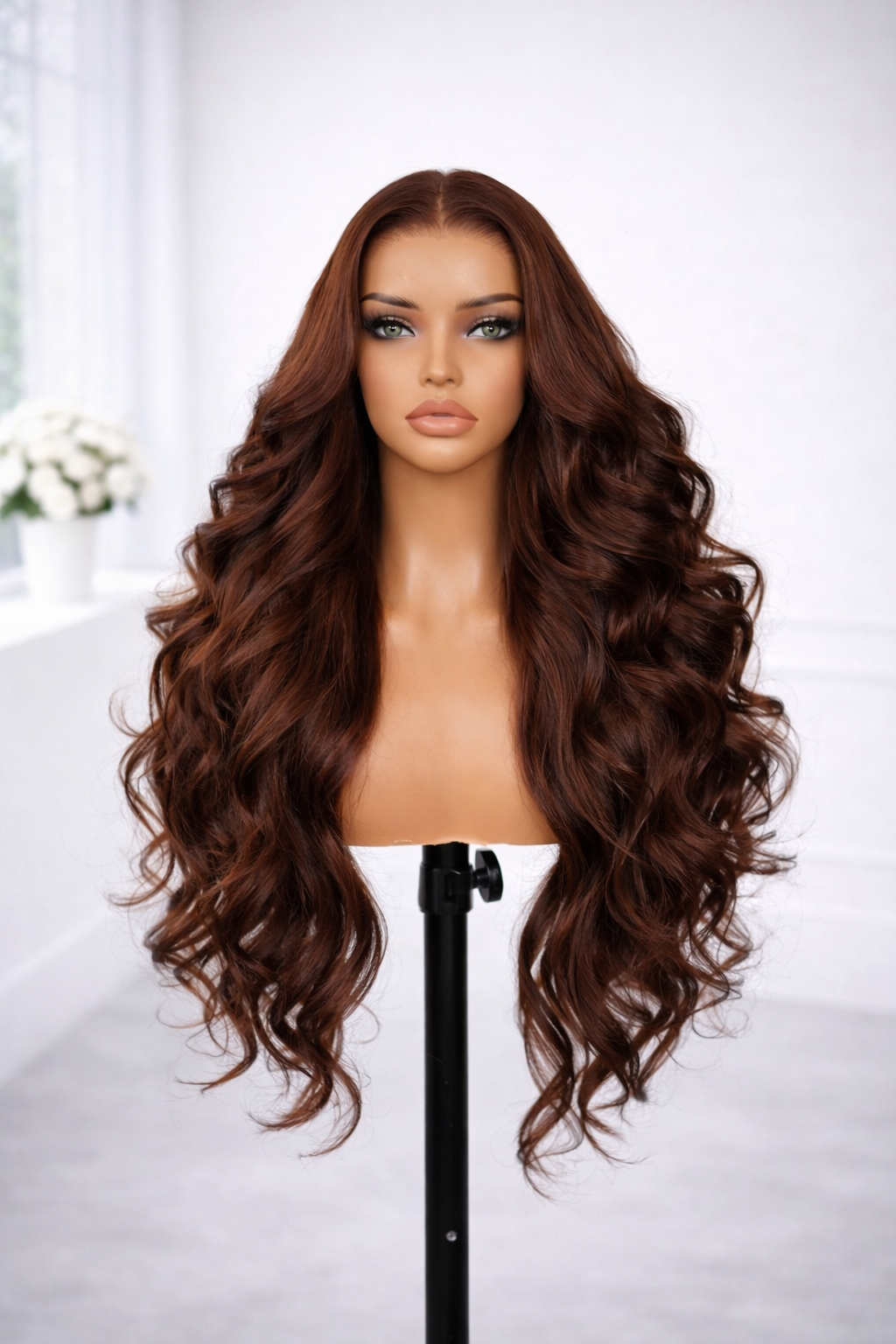 body wave lace front wig human hair auburn brown