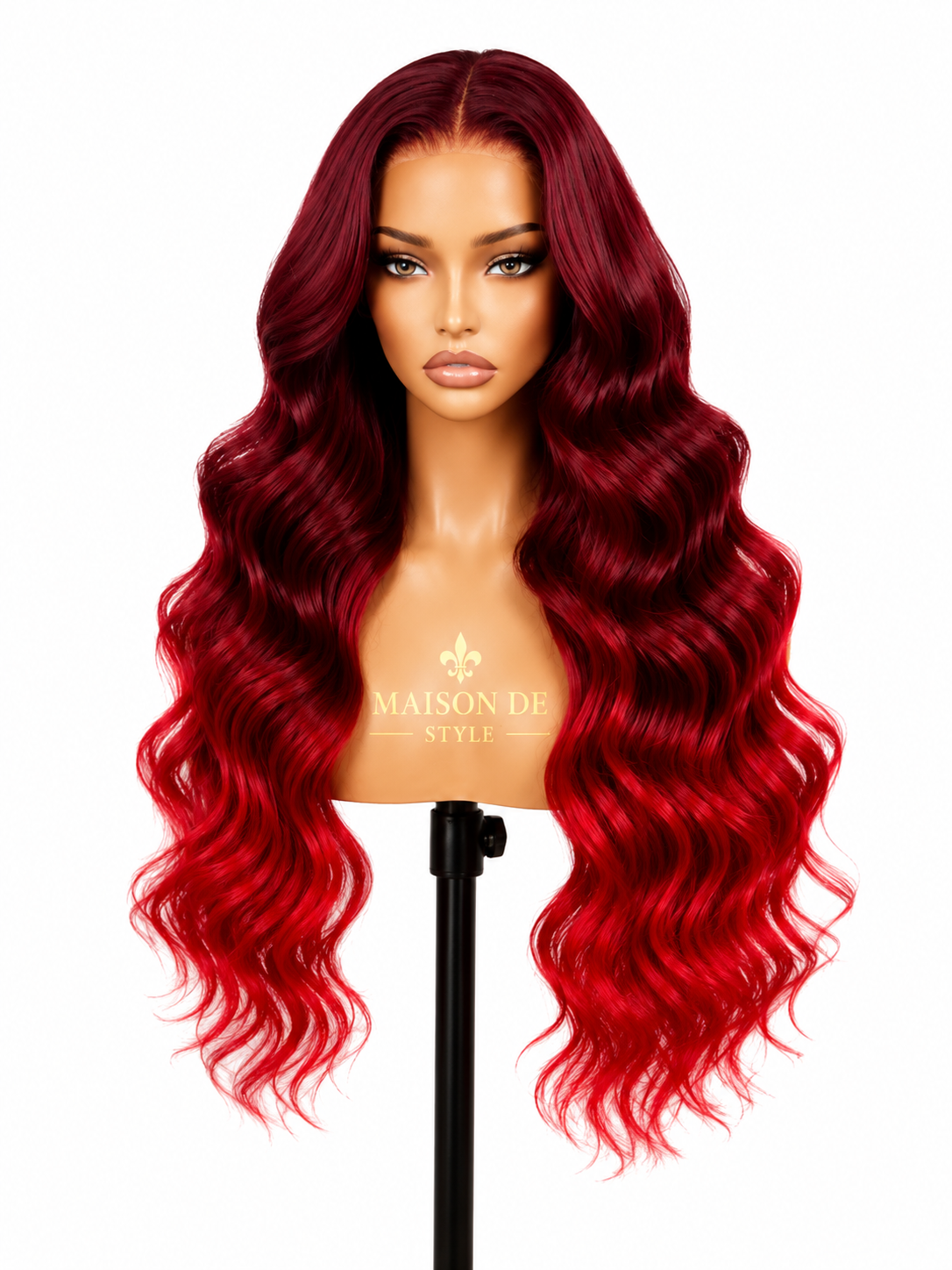 wavy lace front wig – burgundy red ombré 16 inches