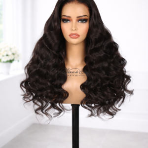 Body wave lace front human hair wig natural black