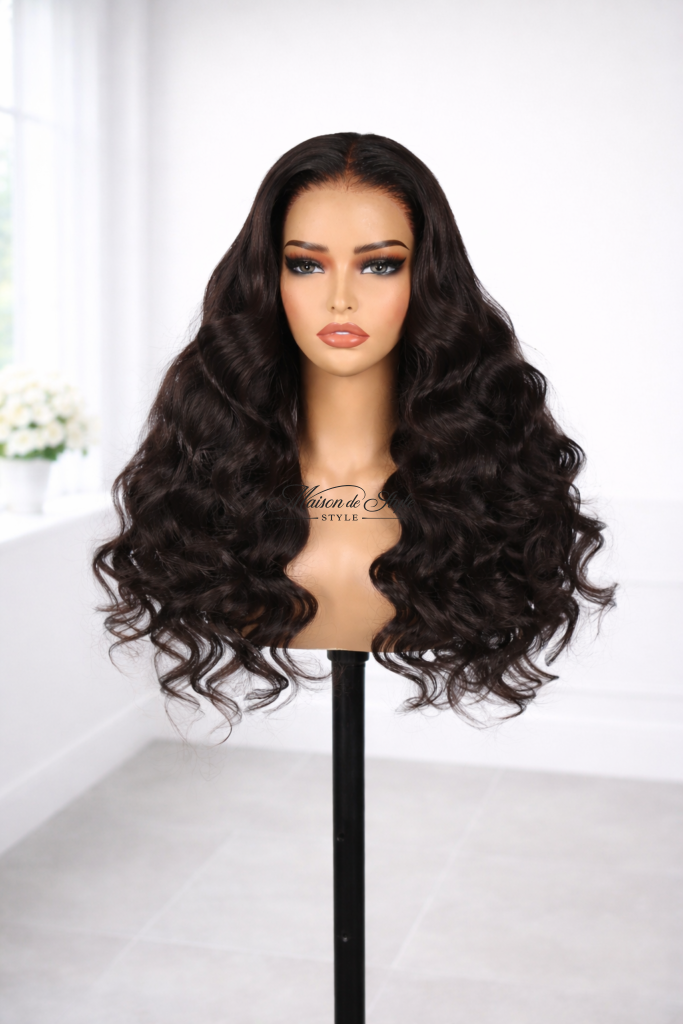 Body wave lace front human hair wig natural black