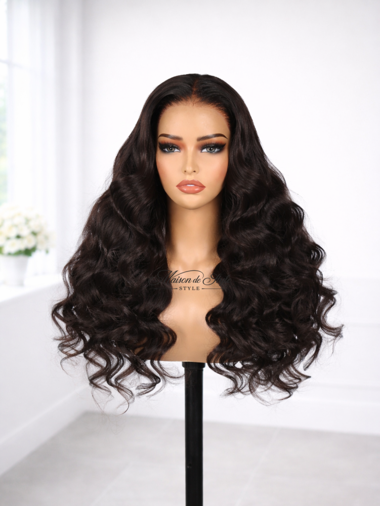 Body wave lace front human hair wig natural black