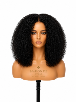 curly lace front human hair wig in natural black color 16 inches