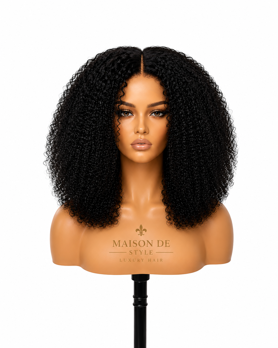 curly lace front human hair wig in natural black color 16 inches