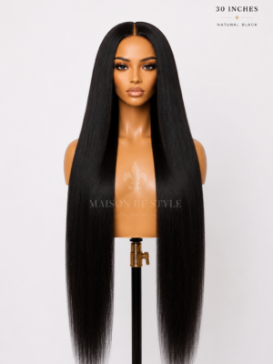 straight lace front wig – natural black 30 inches