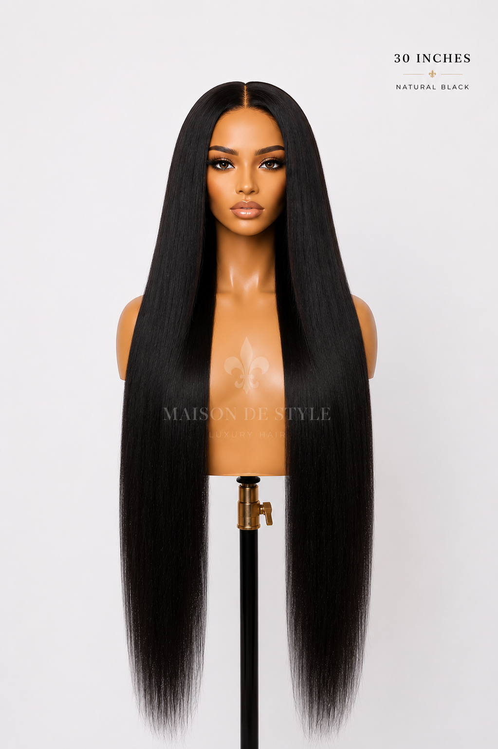 straight lace front wig – natural black 30 inches