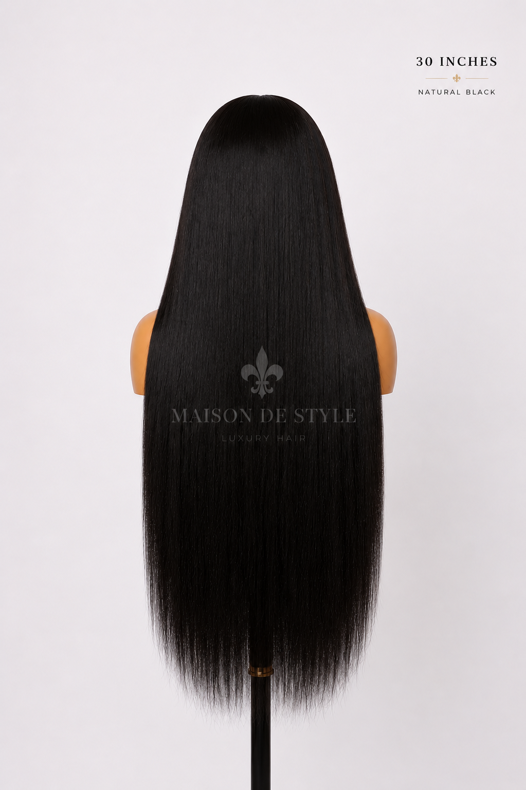 straight lace front wig – natural black 30 inches