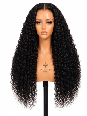 luxe curly lace front wig – natural black 18 inches
