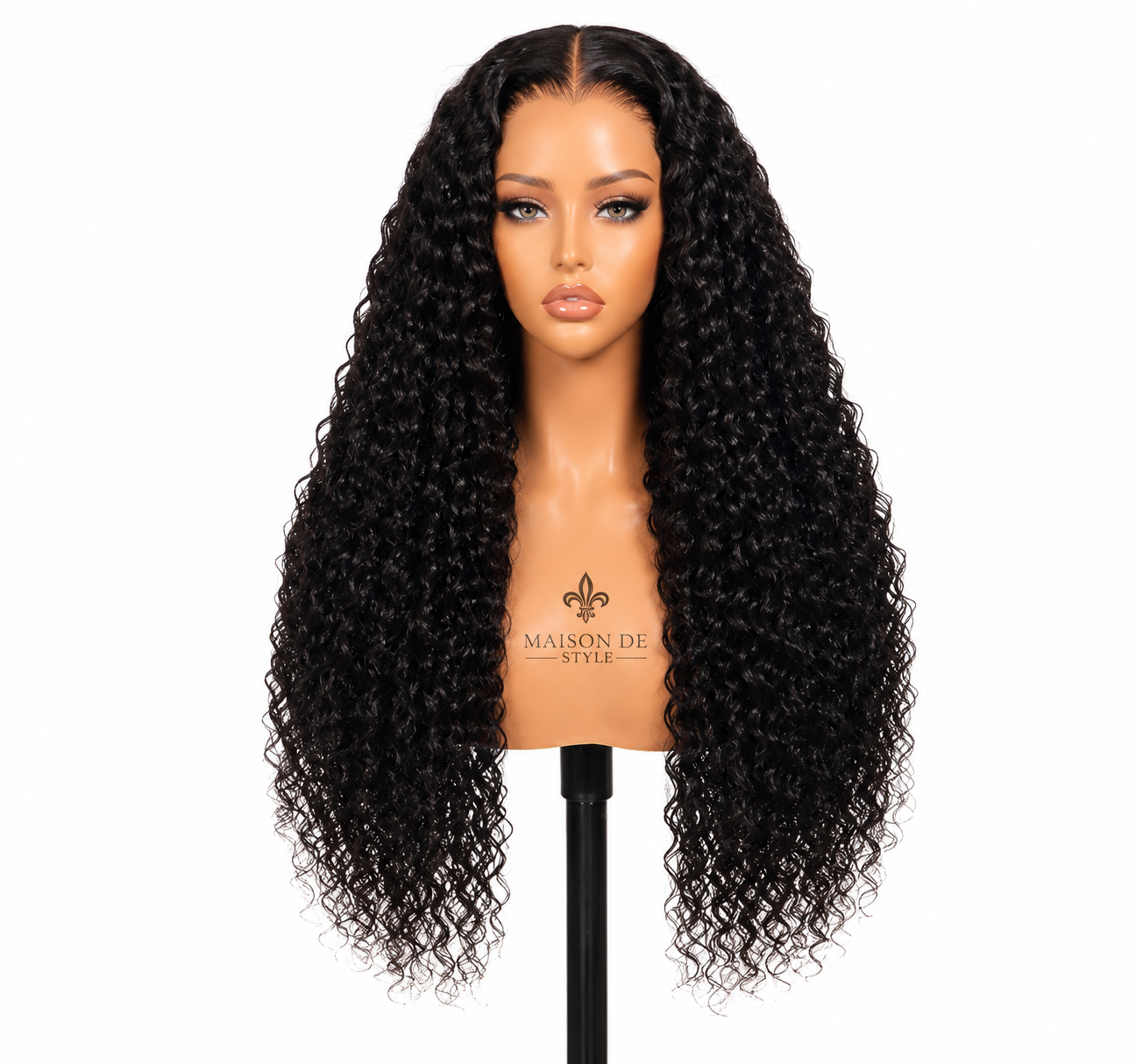 luxe curly lace front wig – natural black 18 inches