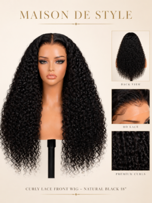 luxe curly lace front wig – natural black 18 inches