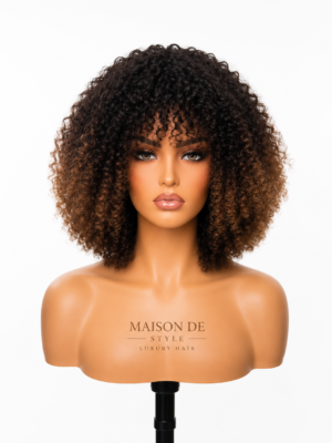afro curly bob wig – brown ombré 12 inches