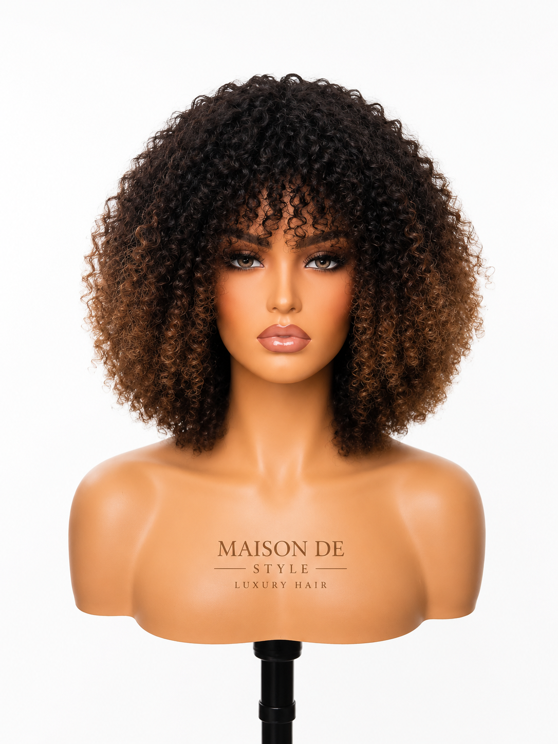 afro curly bob wig – brown ombré 12 inches