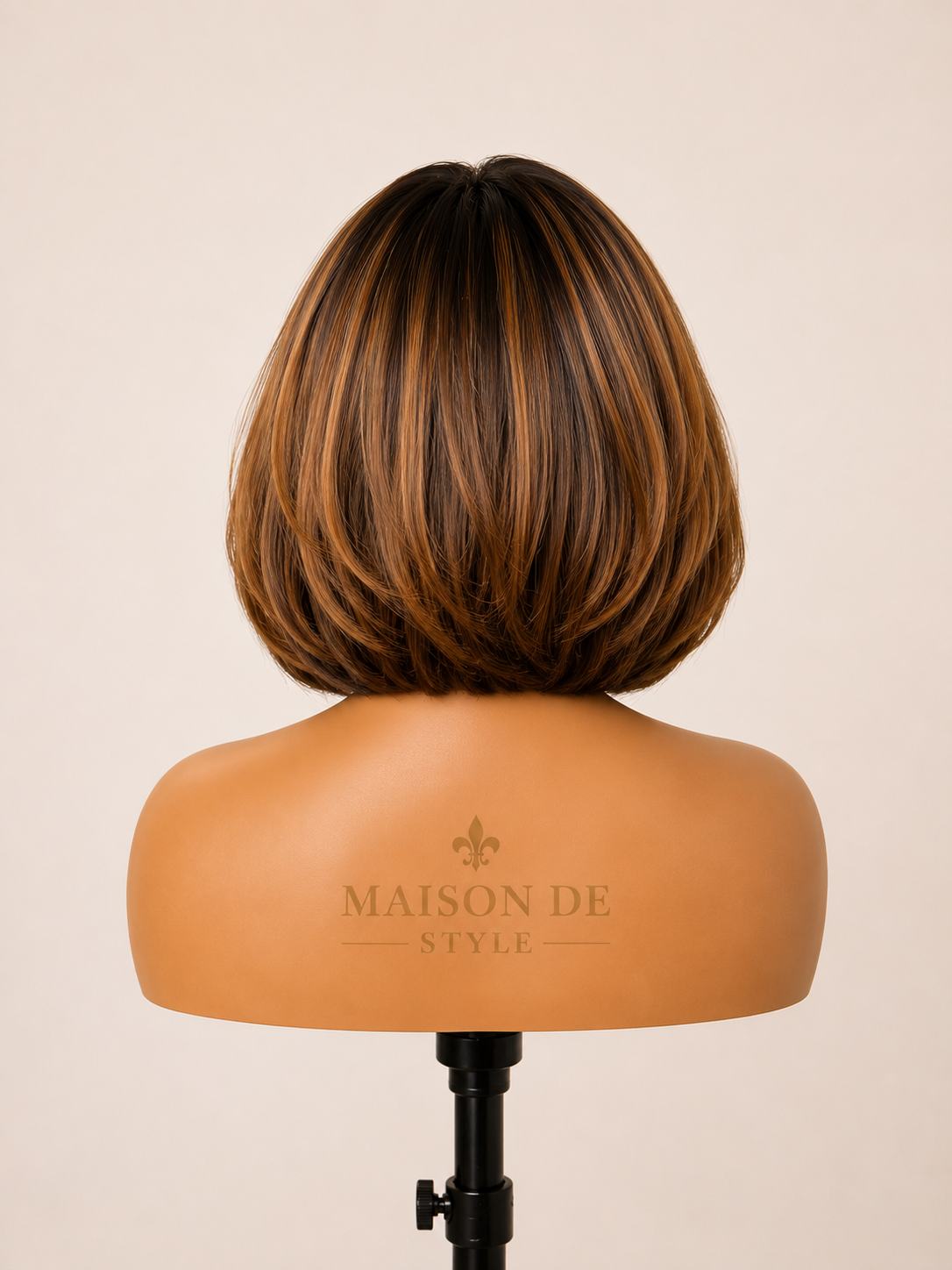 bob wig – honey brown highlights 12 inches
