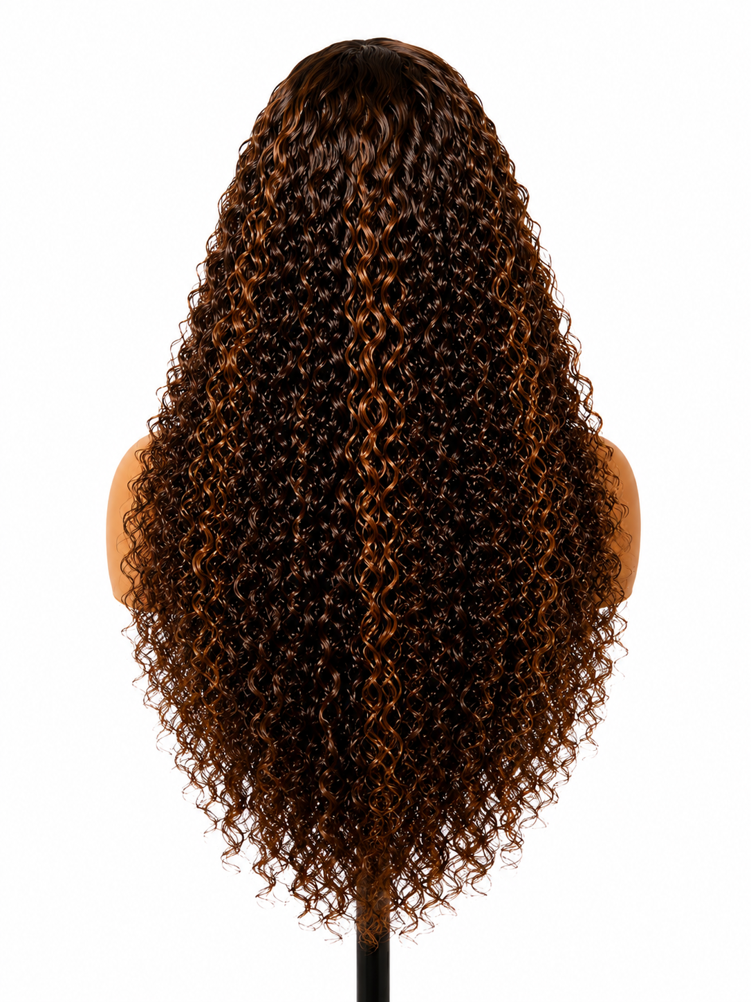 curly lace front wig – dark brown highlight 18 inches