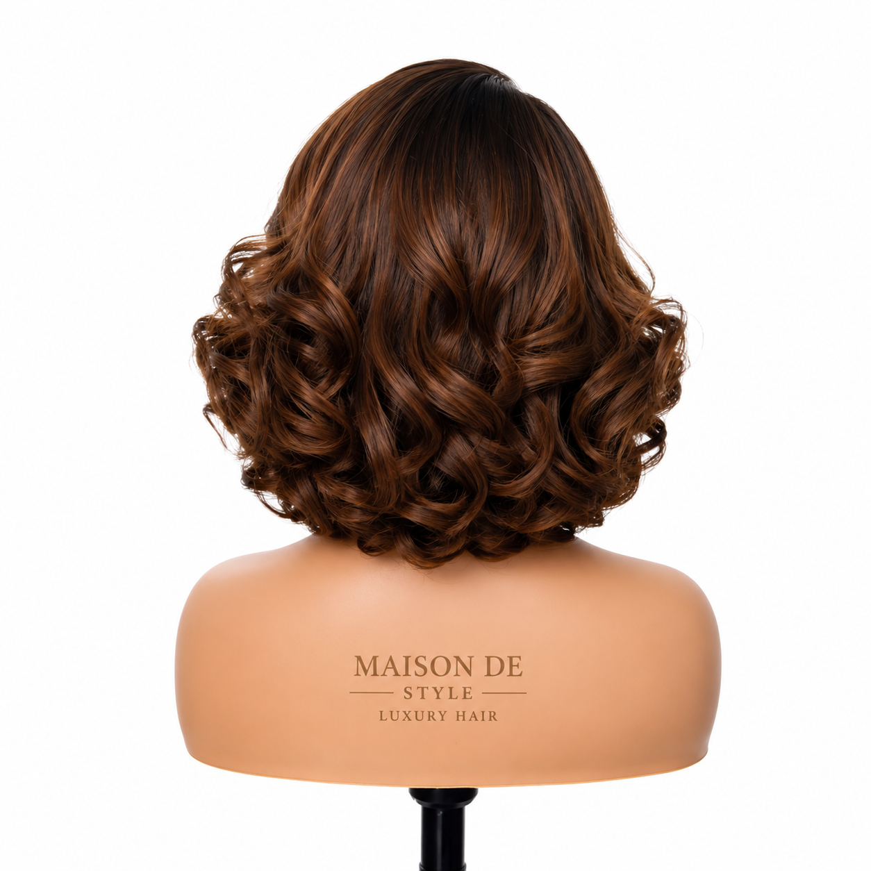 glamorous curly bob wig – rich brown 12 inches