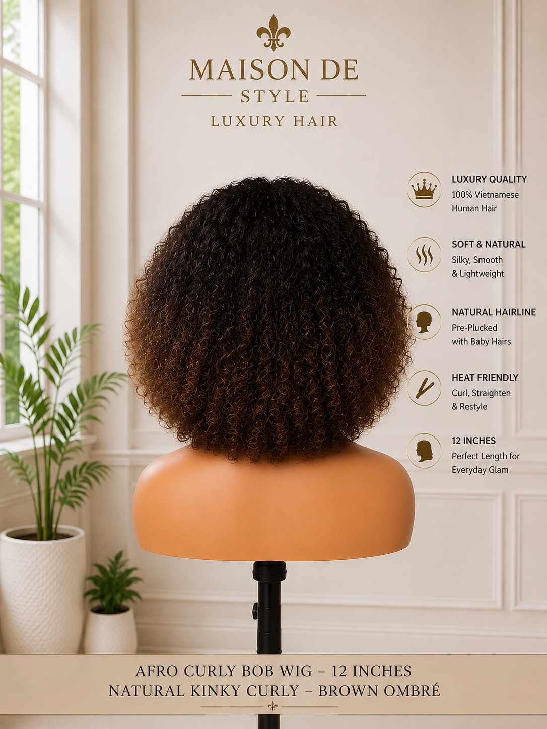maison de style afro curly bob wig – brown ombré 12 inches maison de style afro curly bob wig – brown ombré 12 inches