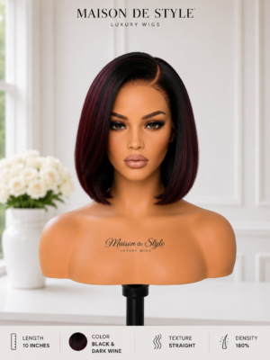 maison de style black & dark wine bob wig – 12 inches