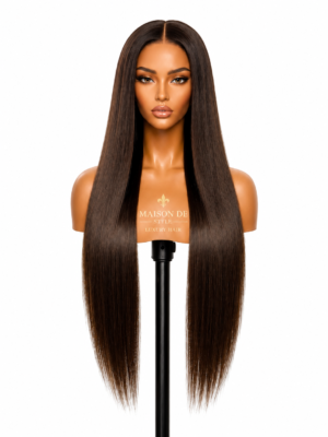 dark brown straight hd lace wig – 24 inches
