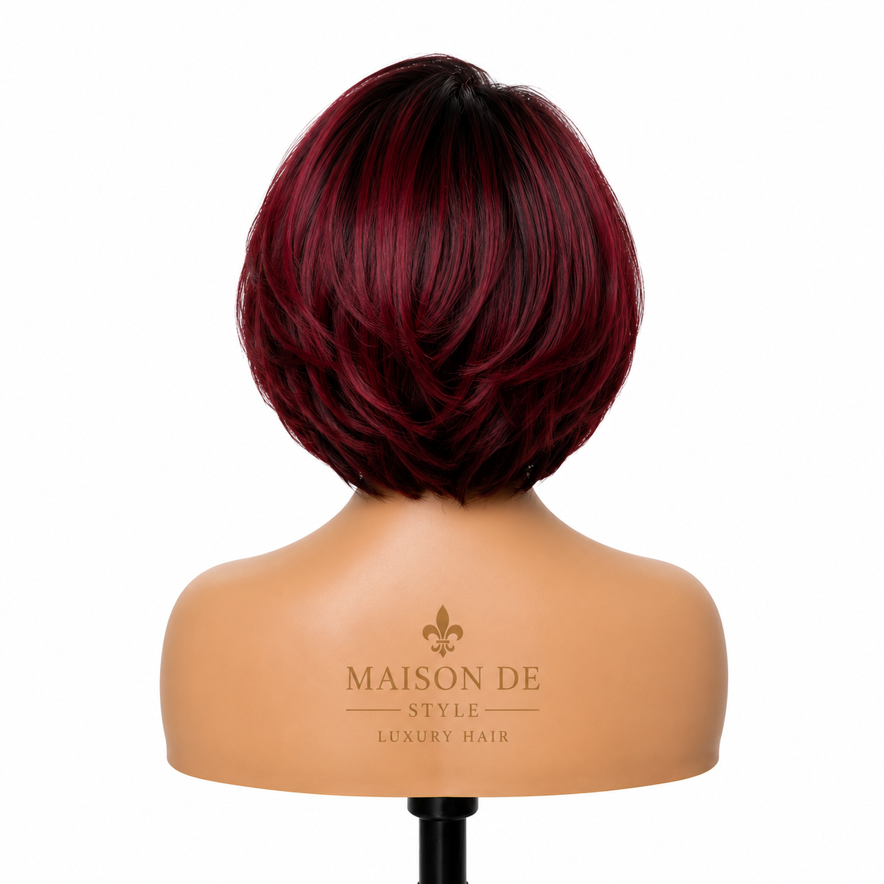 burgundy bob wig – black & deep wine 12 inches