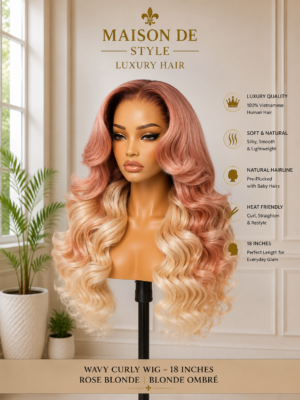 maison de style rose blonde ombré body wave wig – 18 inches