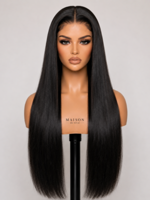 straight lace front wig – natural black 24 inches