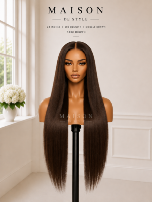 maison de style dark brown straight hd lace wig – 24 inches