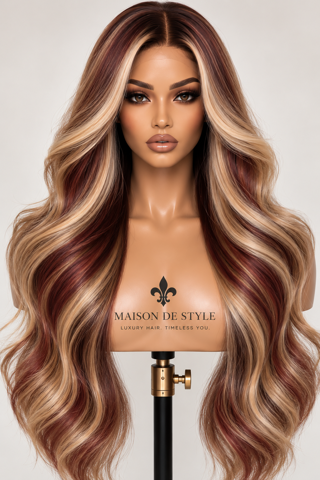 Caramel Bordeaux 28" Luxe Signature HD Lace Wave Wig